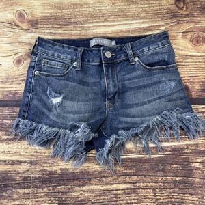 Just USA Denim Shorts Womens XS Blue Mid Washed Casual Summer Distressed